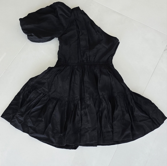 Jonathan Simkhai Silvana One-Shoulder Mini Dress With Pockets - Black - Small - Picture 11 of 12